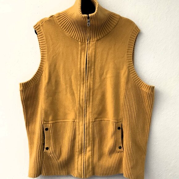 VINTAGE CJ BANKS RIBBED KNIT MOCK NECK VEST POCKETS - Picture 5 of 10